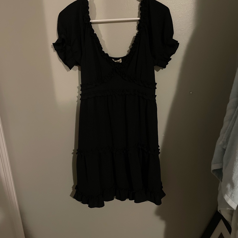 Elegant Black Ruffle Mini Dress